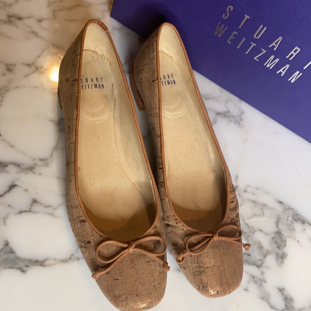 Stuart Weitzman Stringon Metalic Cork Ballet Flats - image 3